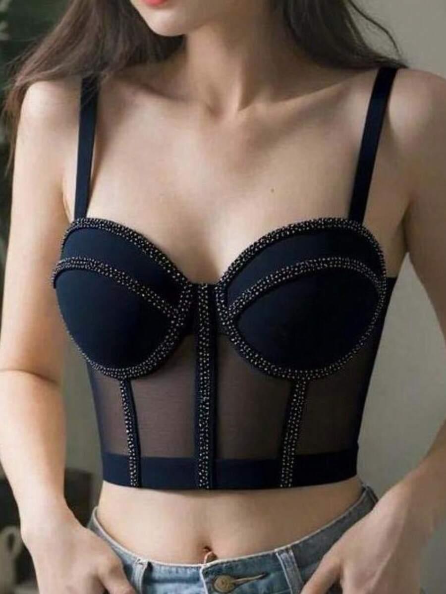 CZARNY TOP ZDOBIENIE 