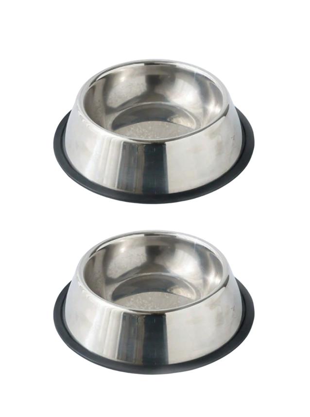 srebrna miska dla psów 2-pack