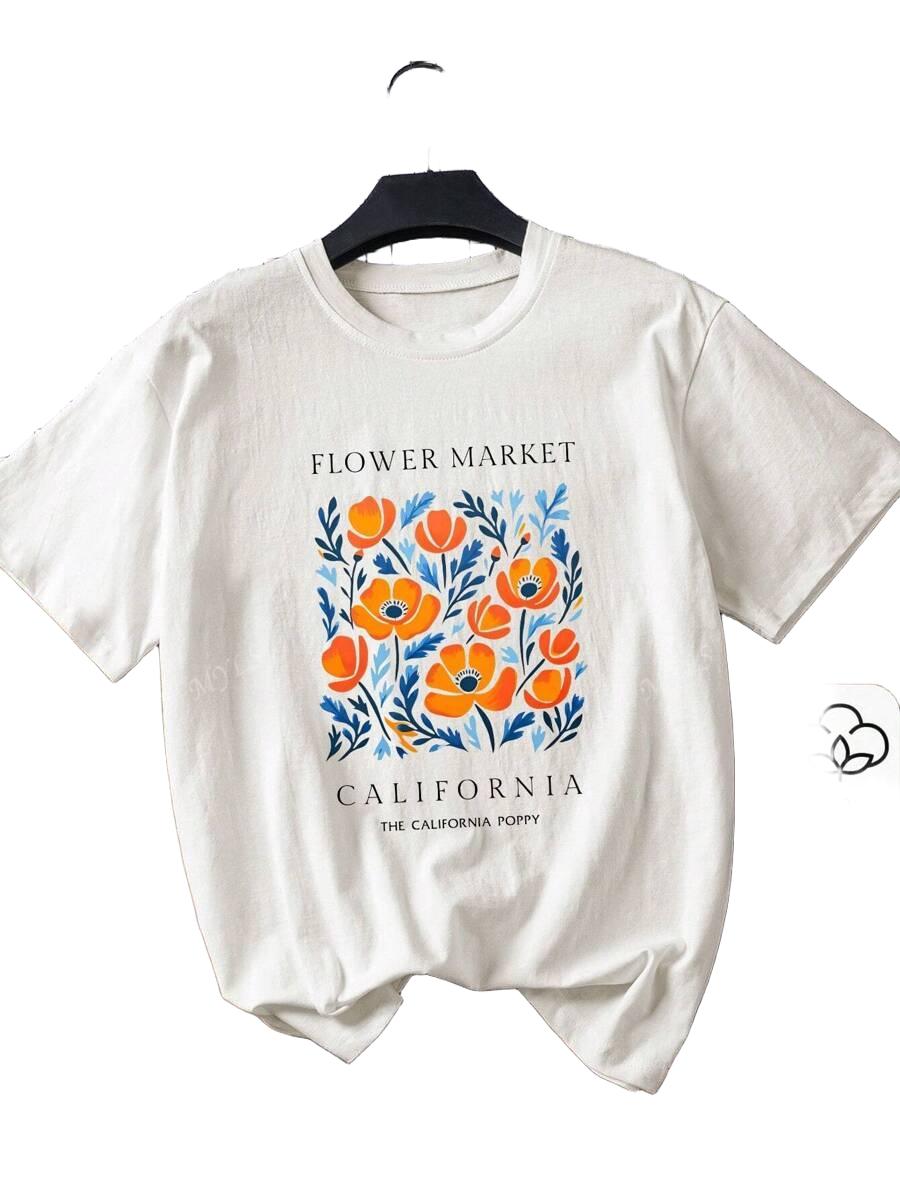DAMSKI T-SHIRT Z OKRĄGŁYM DEKOLTEM 