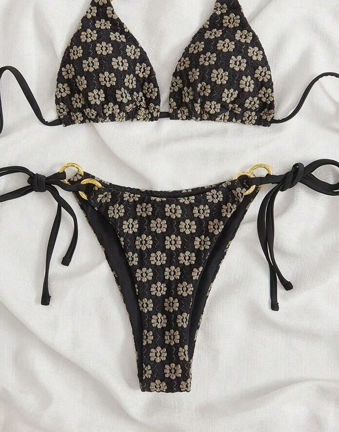 CZARNA GÓRA OD BIKINI KWIATY 
