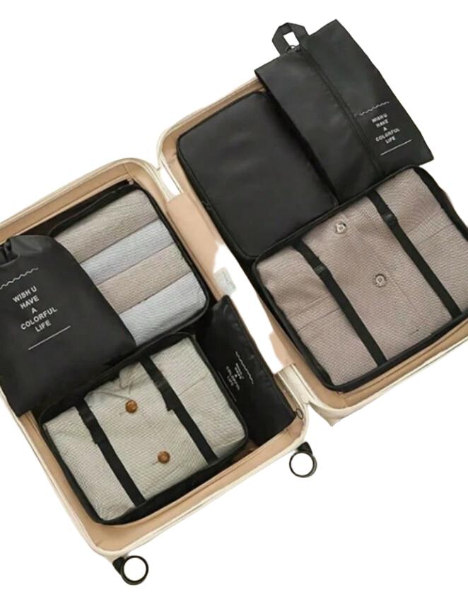 czarne organizery do walizki 7-pack