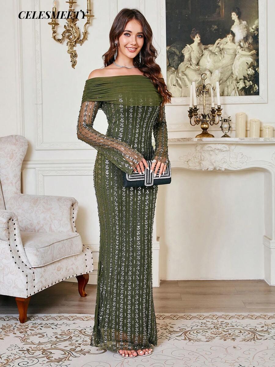 ZIELONA MAXI SUKIENKA ZDOBIENIA