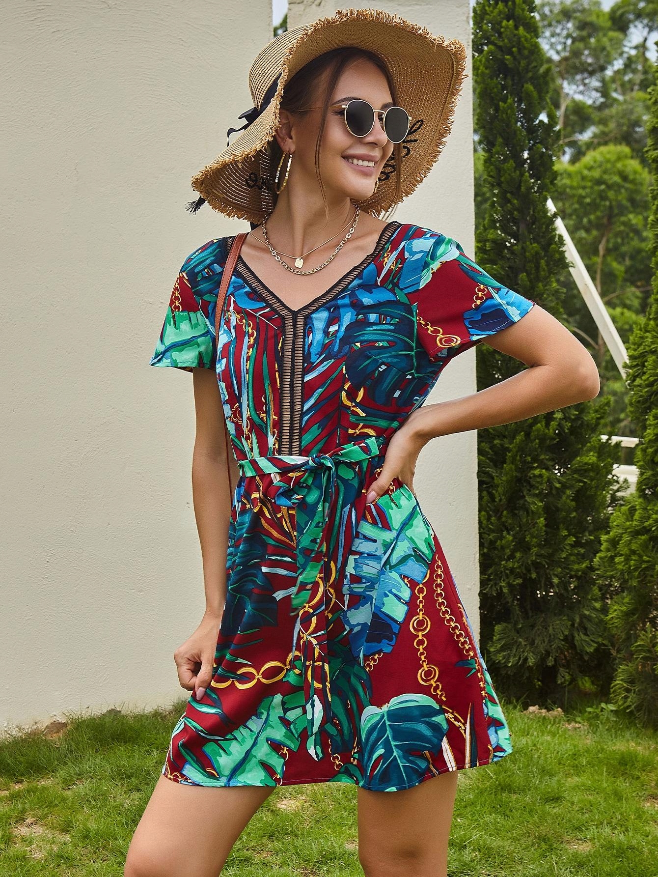SUKIENKA V-NECK PRINT