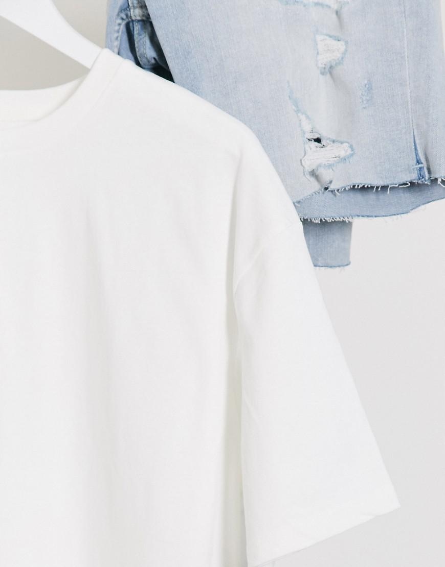 biały t-shirt okrągły dekolt