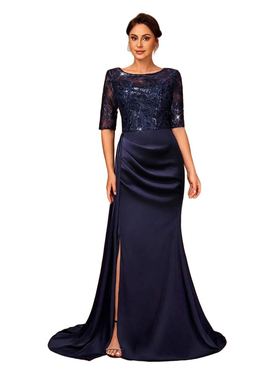 SUKIENKA ELEGANCKA SATYNOWA Z CEKINAMI 