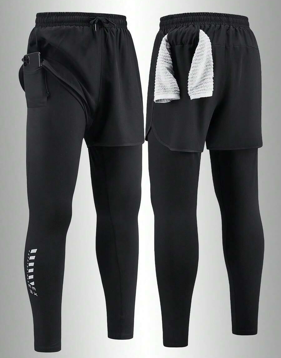 spodnie treningowe 2w1 legginsy krótkie spodenki