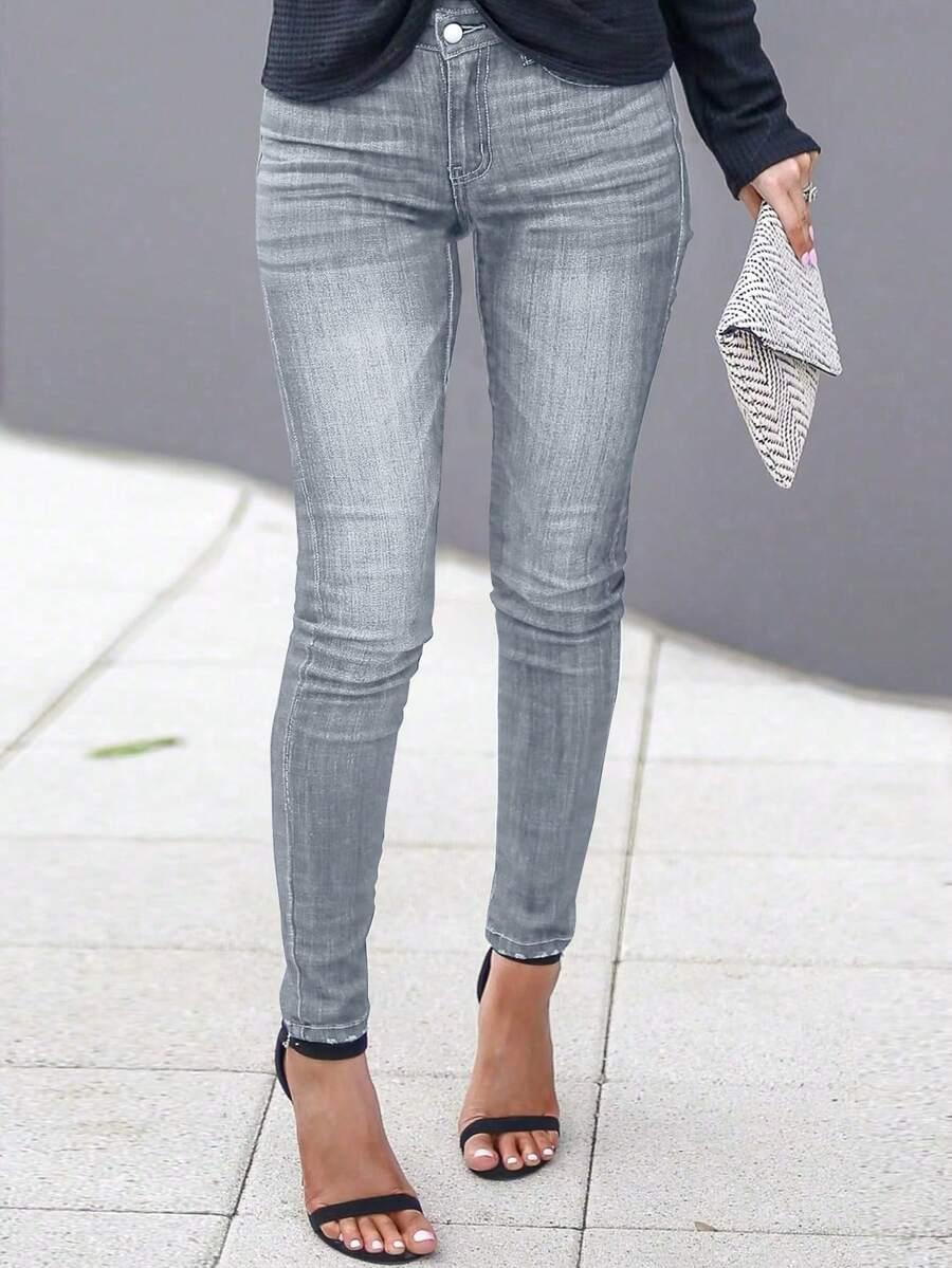 szare jeansy casual