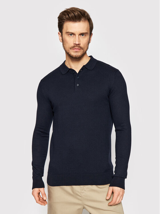 GRANATOWY SWETER POLO