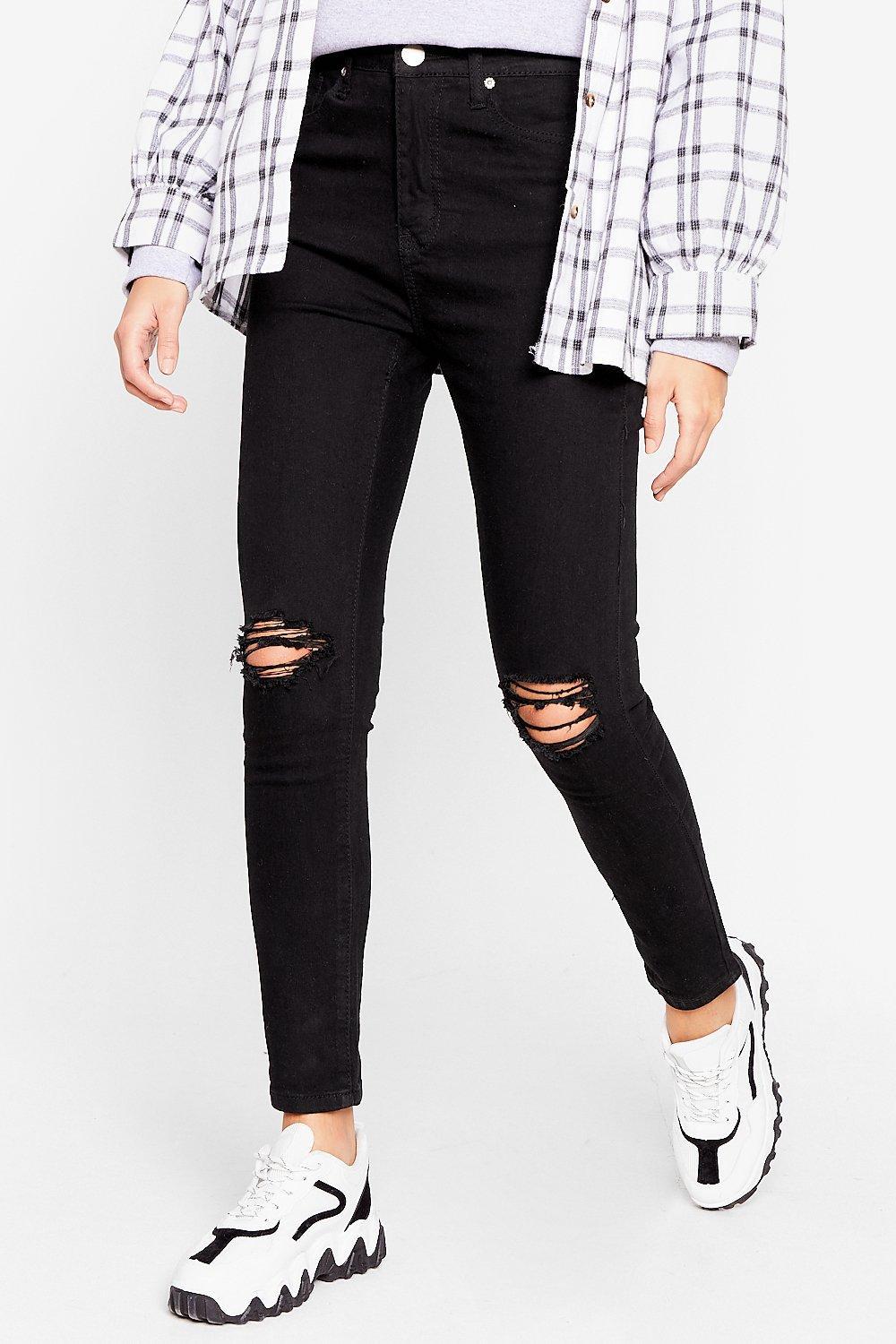 CZARNE SPODNIE JEANS RIPPED