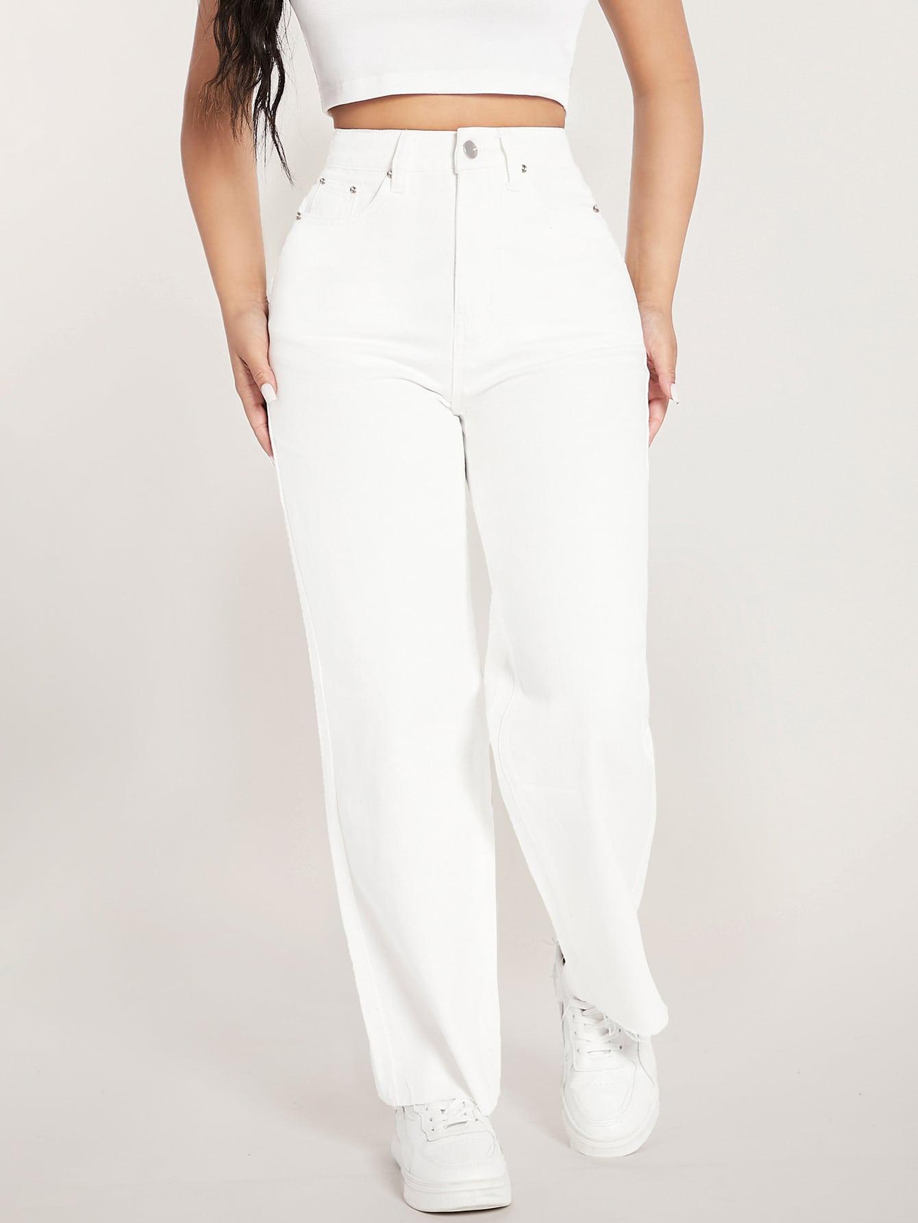BIAŁE SPODNIE JEANS