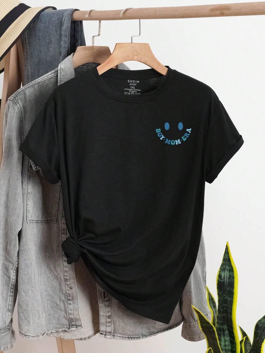 CZARNY T-SHIRT NADRUK
