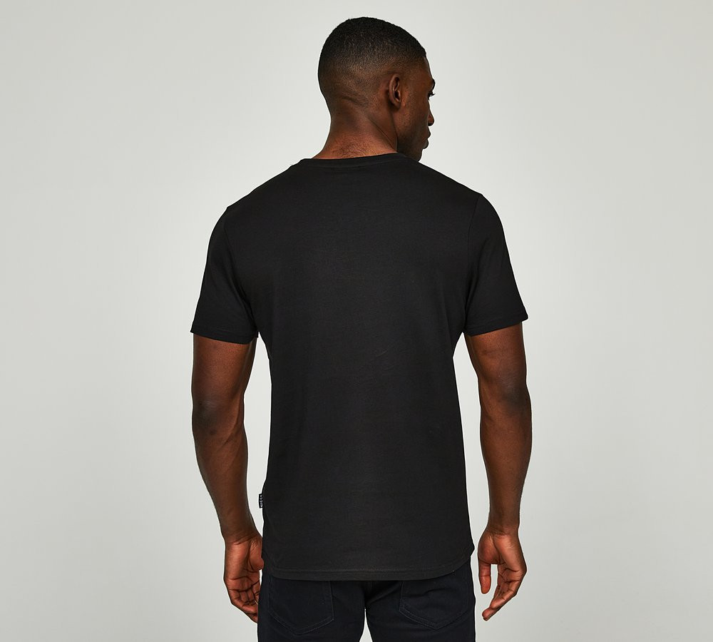 klasyczny czarny t-shirt Edge logo okrągły dekolt
