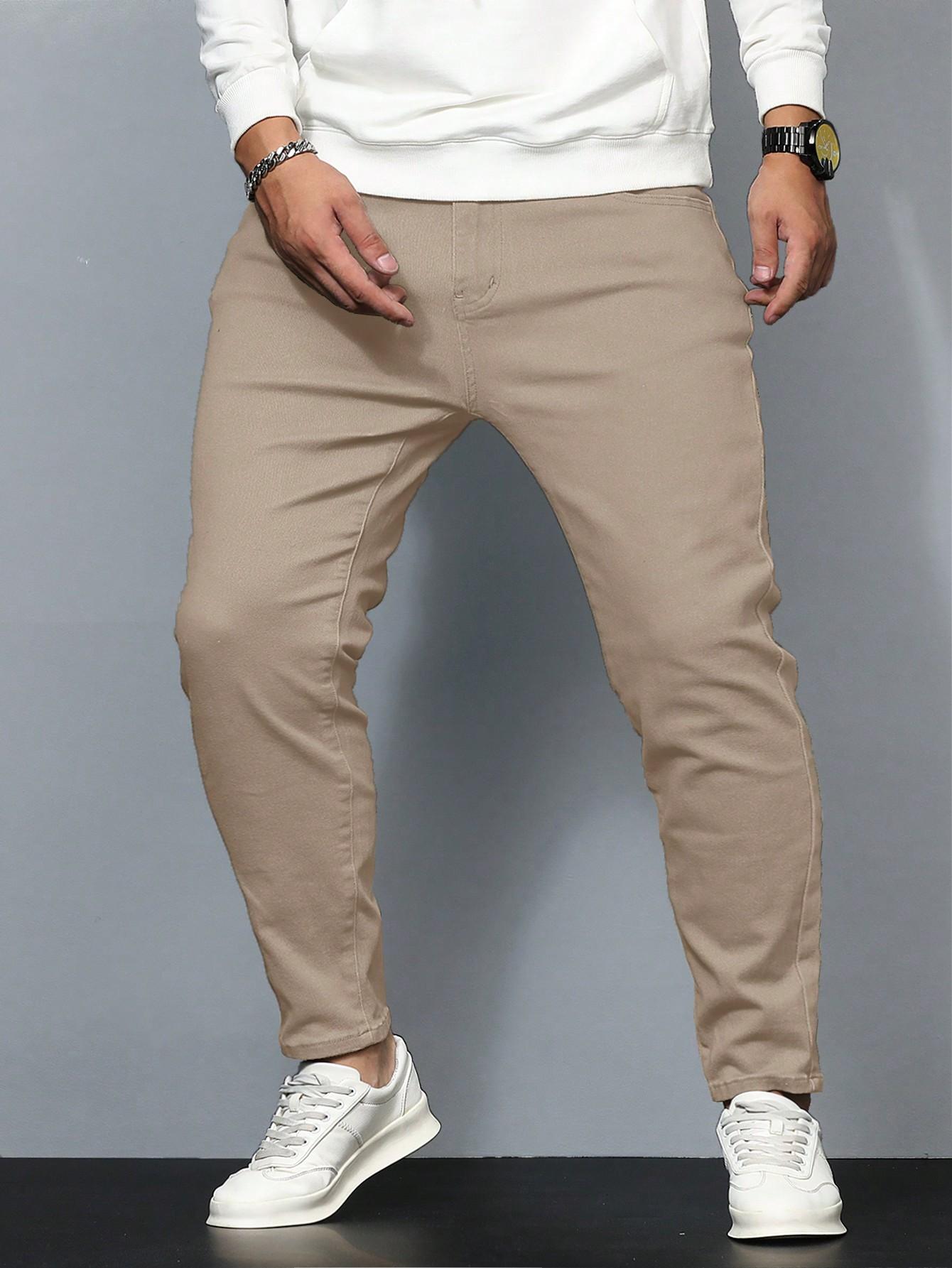 beżowe spodnie jeans 