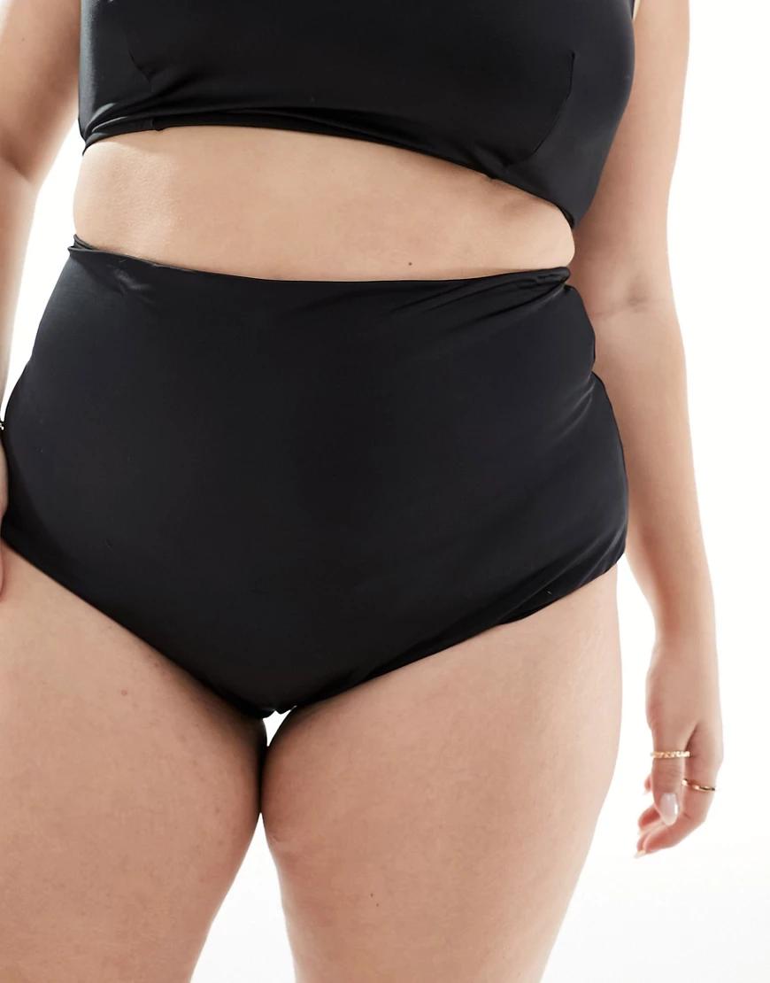CZARNY GŁADKI DÓŁ OD BIKINI WYSOKI STAN