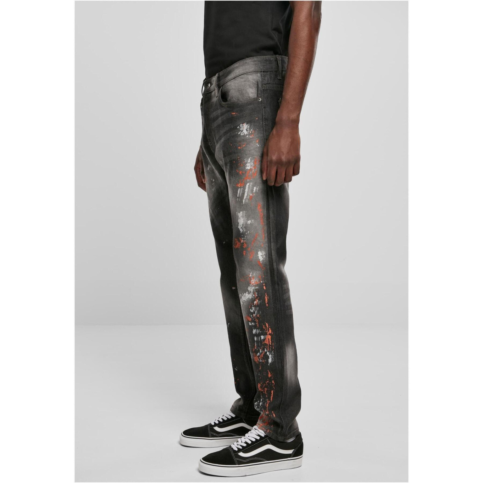 czarne spodnie jeans skinny wzór print