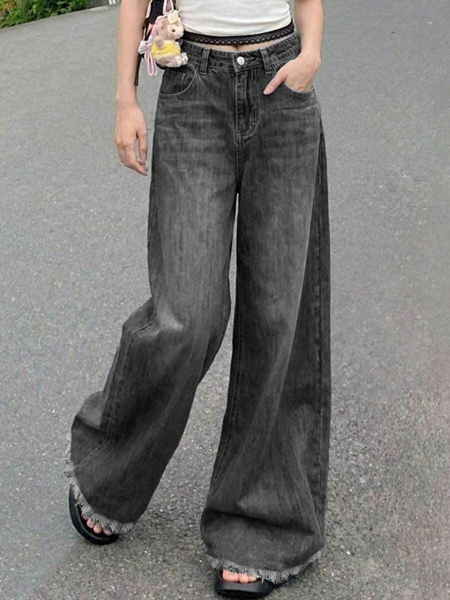 SPODNIE JEANS WYSOKI STAN WASH EFFECT