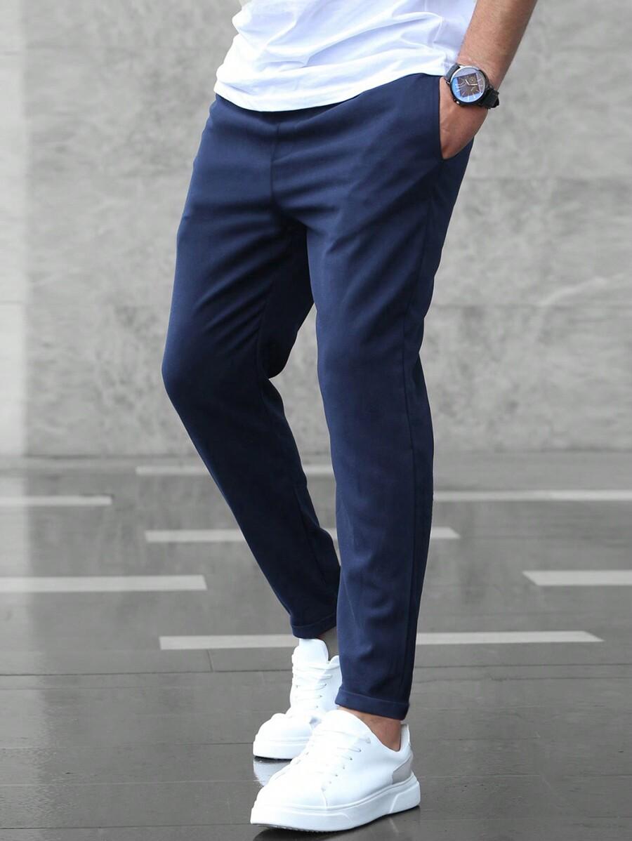 GRANATOWE SPODNIE CASUAL