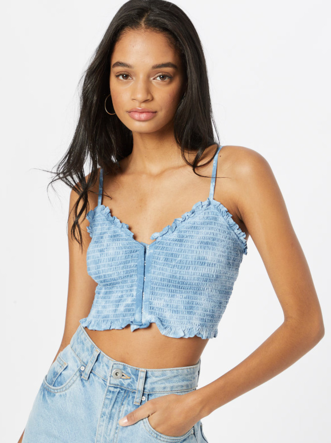 NIEBIESKI CROP TOP MARSZCZENIA