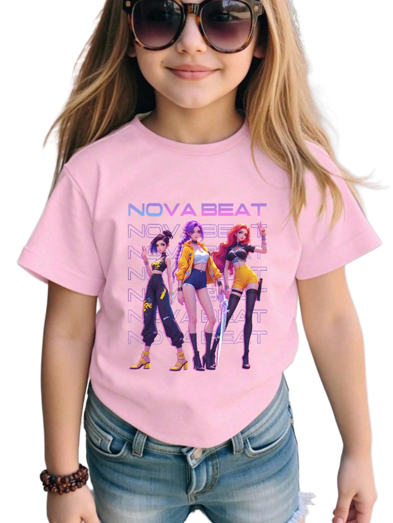 RÓŻOWY T-SHIRT Z NADRUKIEM 