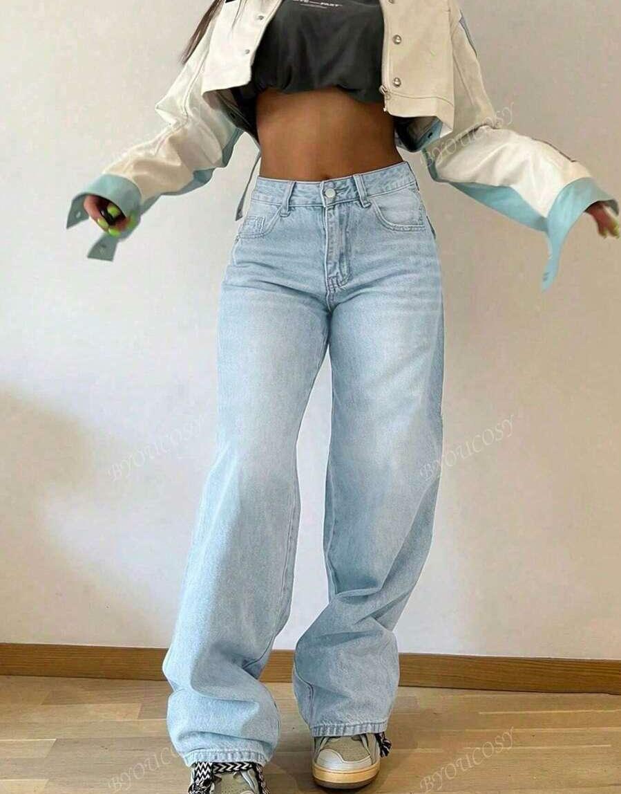 NIEBIESKIE SPODNIE JEANS WYSOKI STAN