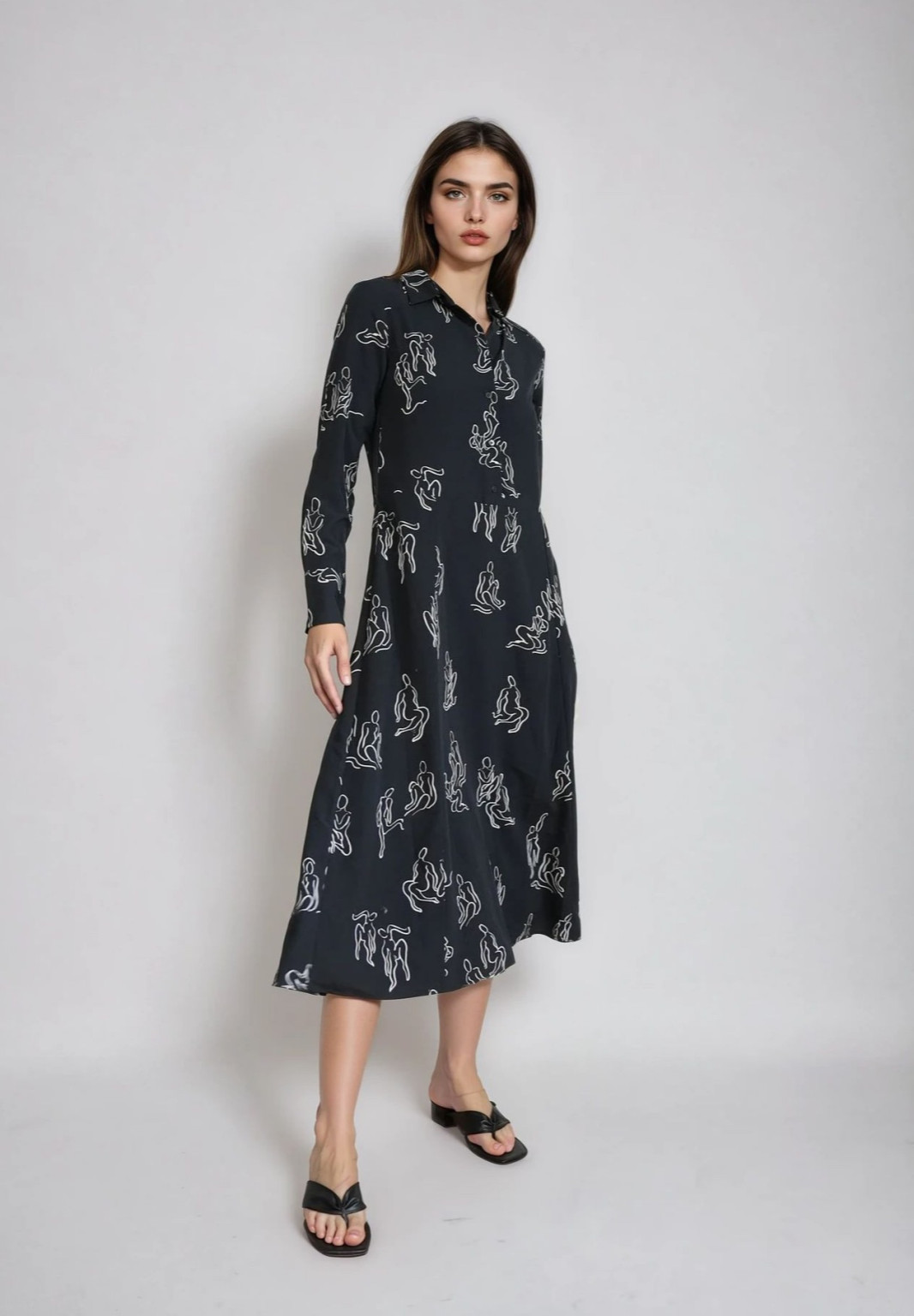 koszulowa midi sukienka print