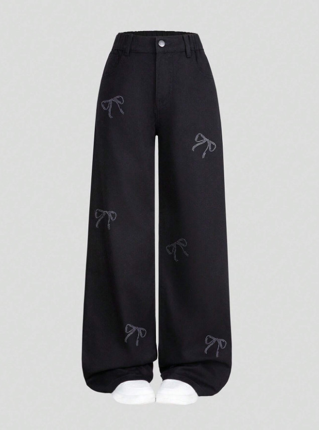 SPODNIE JEANS ZDOBIENIE KOKARDY