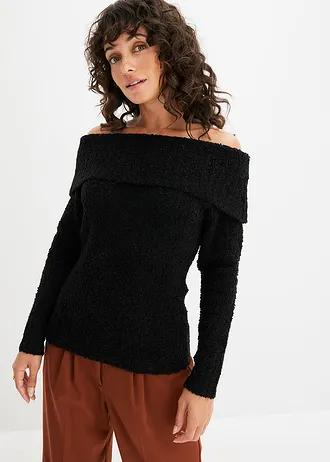CZARNY SWETER ODKRYTE RAMIONA