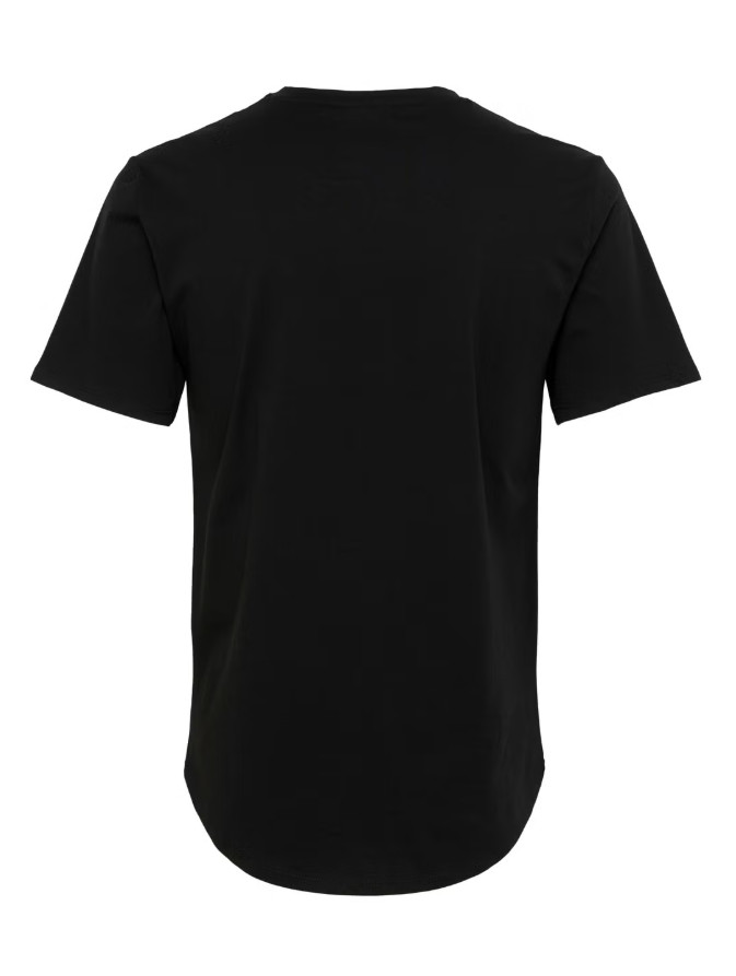 czarny t-shirt okrągły dekolt krótki rękaw