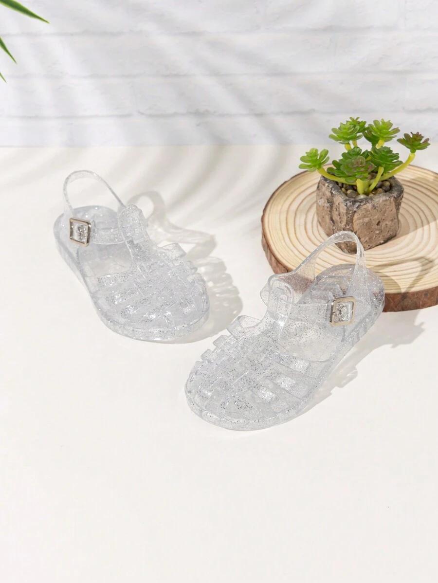 transparentne sandały sprzączka 
