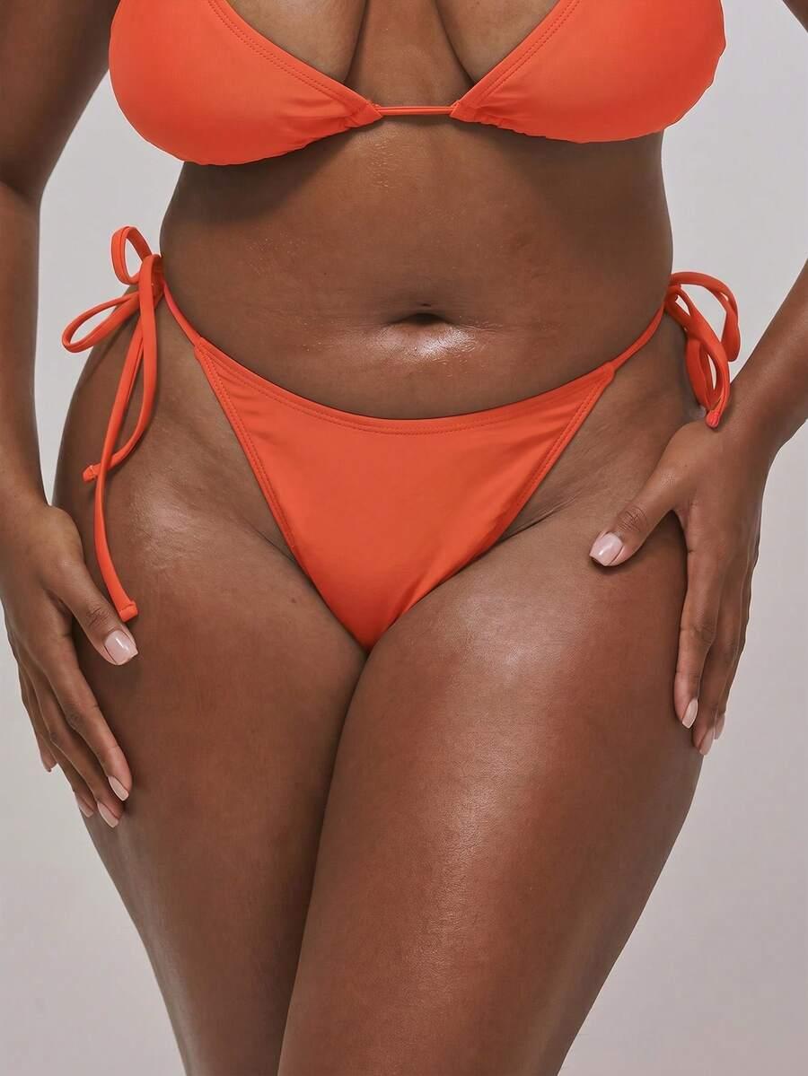 pomarańczowy wiązany dół bikini stringi