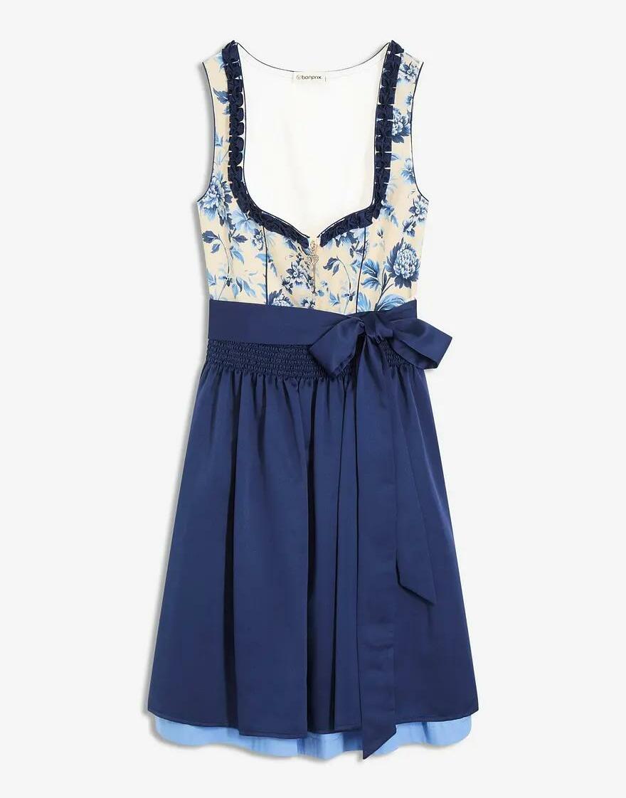 SUKIENKA KOKTAJLOWA VINTAGE BAWEŁNIANA KWADRATOWY DEKOLT