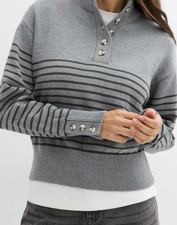SWETER DAMSKI STÓJKA BAWEŁNA W PASKI