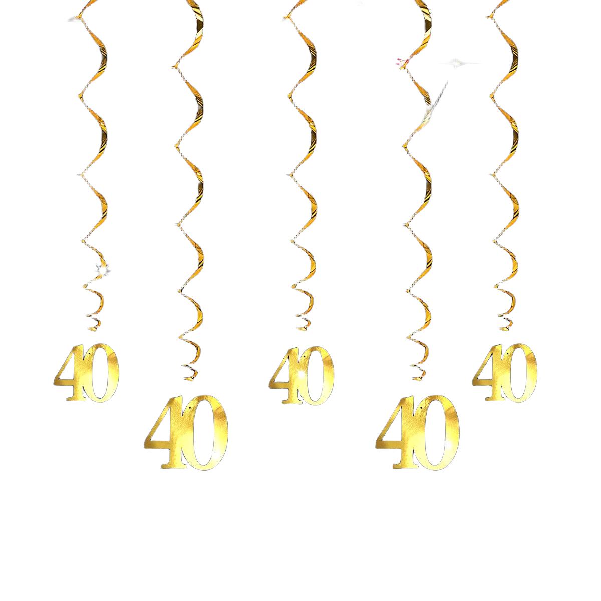 złota dekoracja na 40 urodziny girlanda  5-pack
