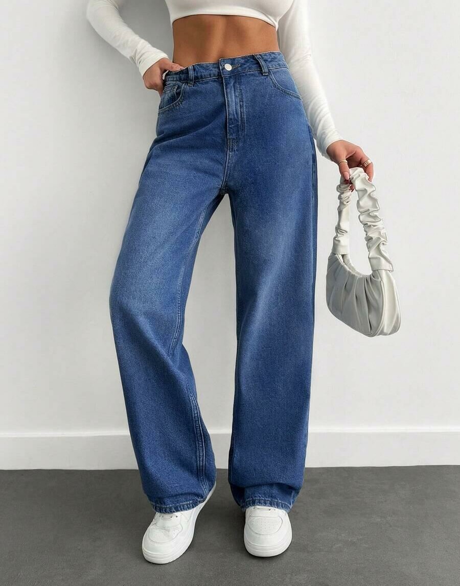 SPODNIE WYSOKI STAN JEANS OZDOBNE