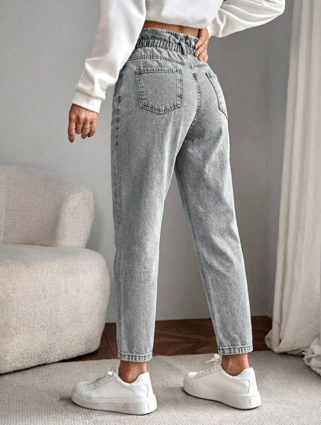 szare spodnie mom jeans