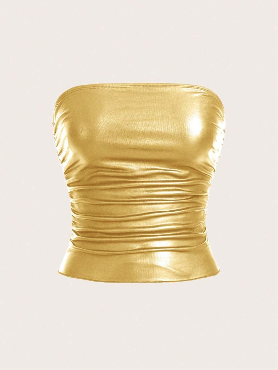 ZŁOTY CROP TOP MARSZCZENIE