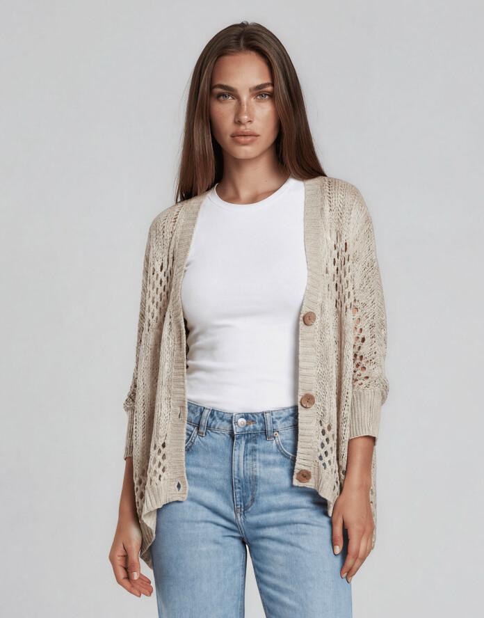 luźny sweter v-neck