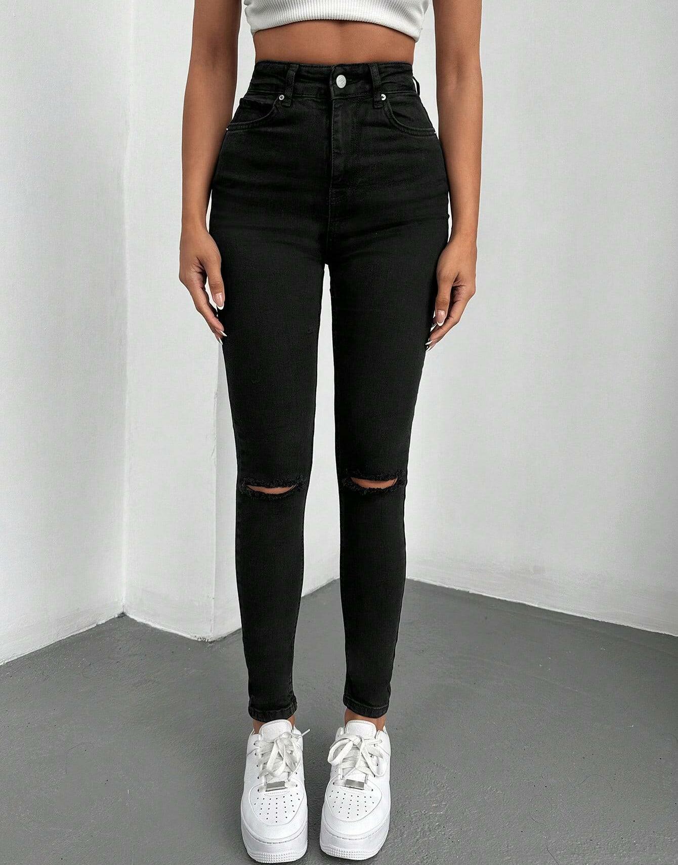 CZARNE SPODNIE JEANS RURKI 