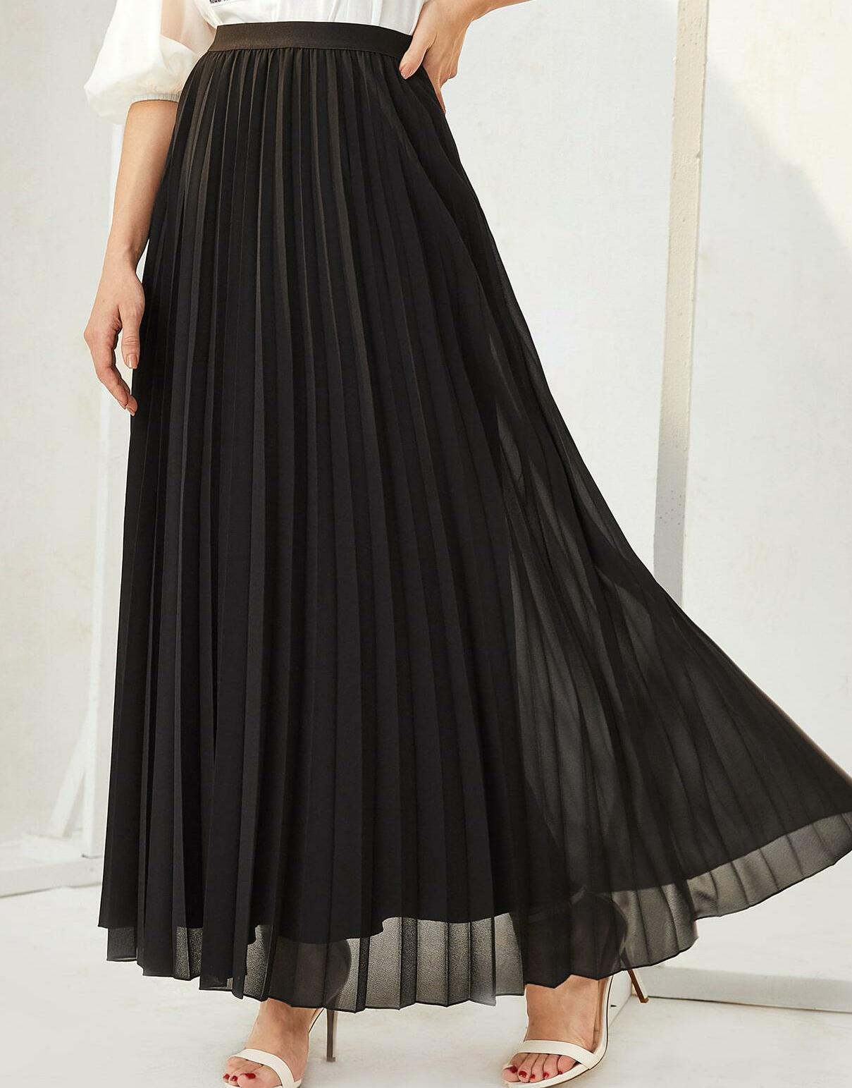 CZARNA PLISOWANA SPÓDNICA MAXI