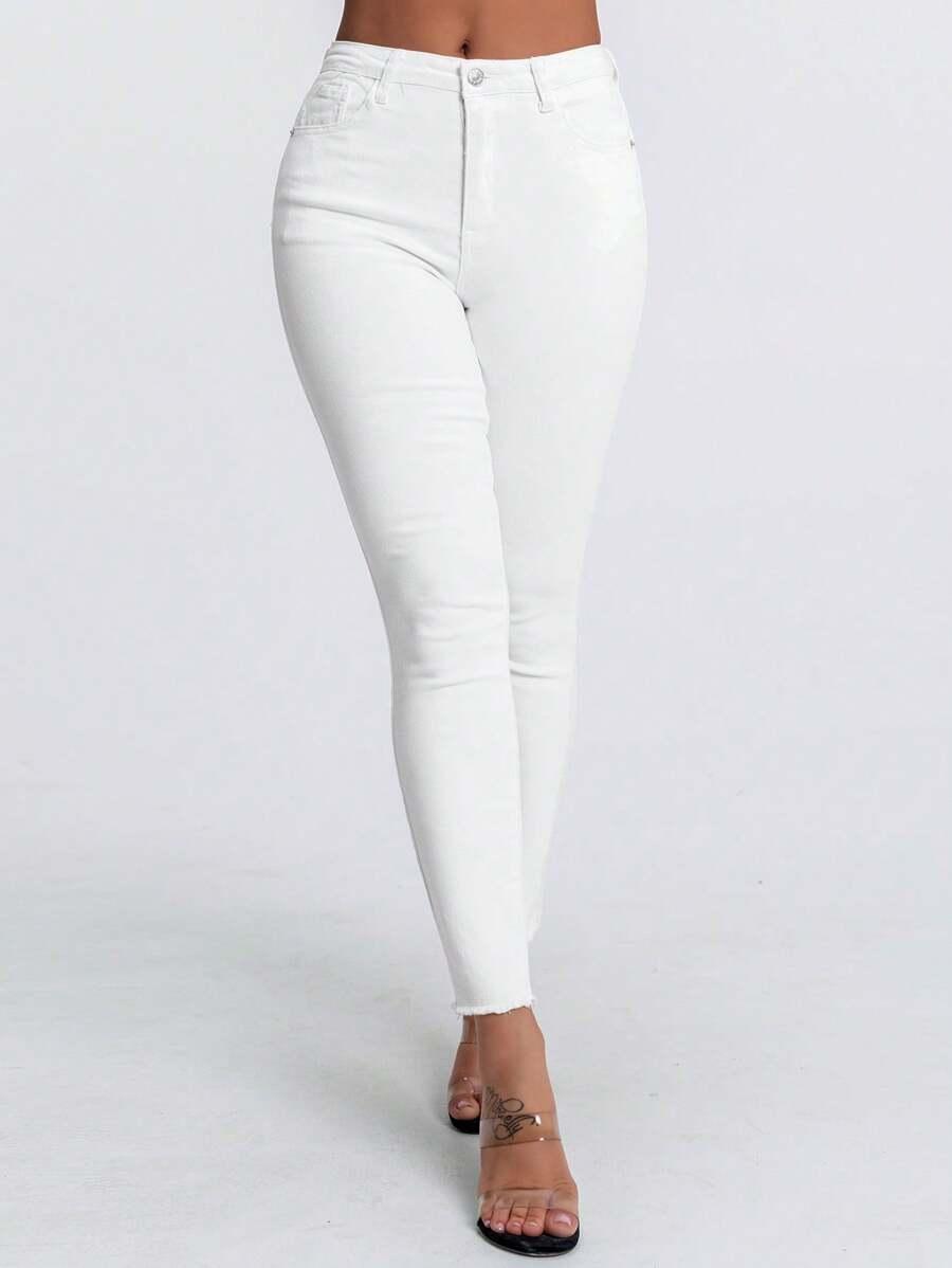 BIAŁE SPODNIE JEANS