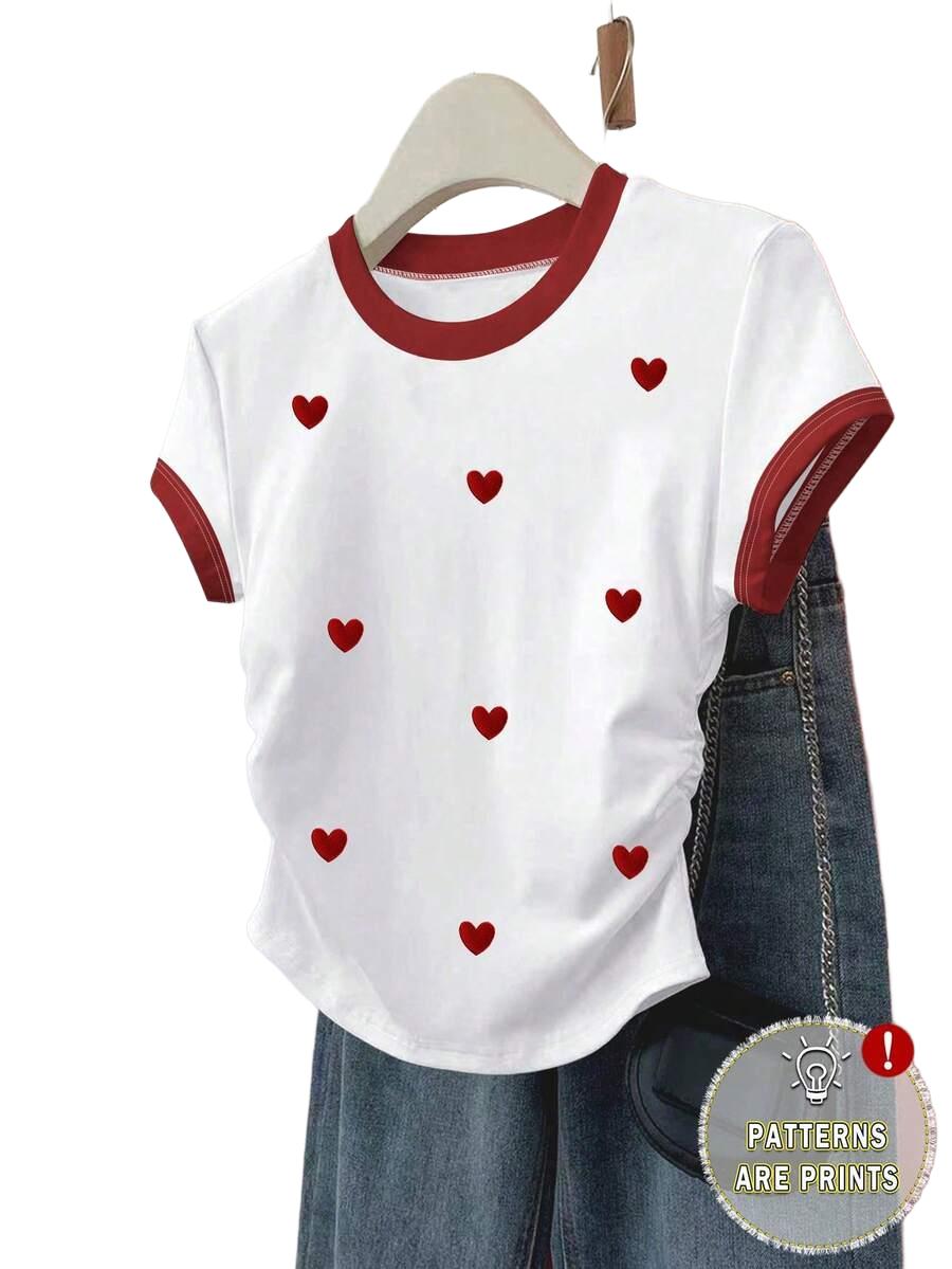 DZIEWCZĘCY T-SHIRT W SERDUSZKA 