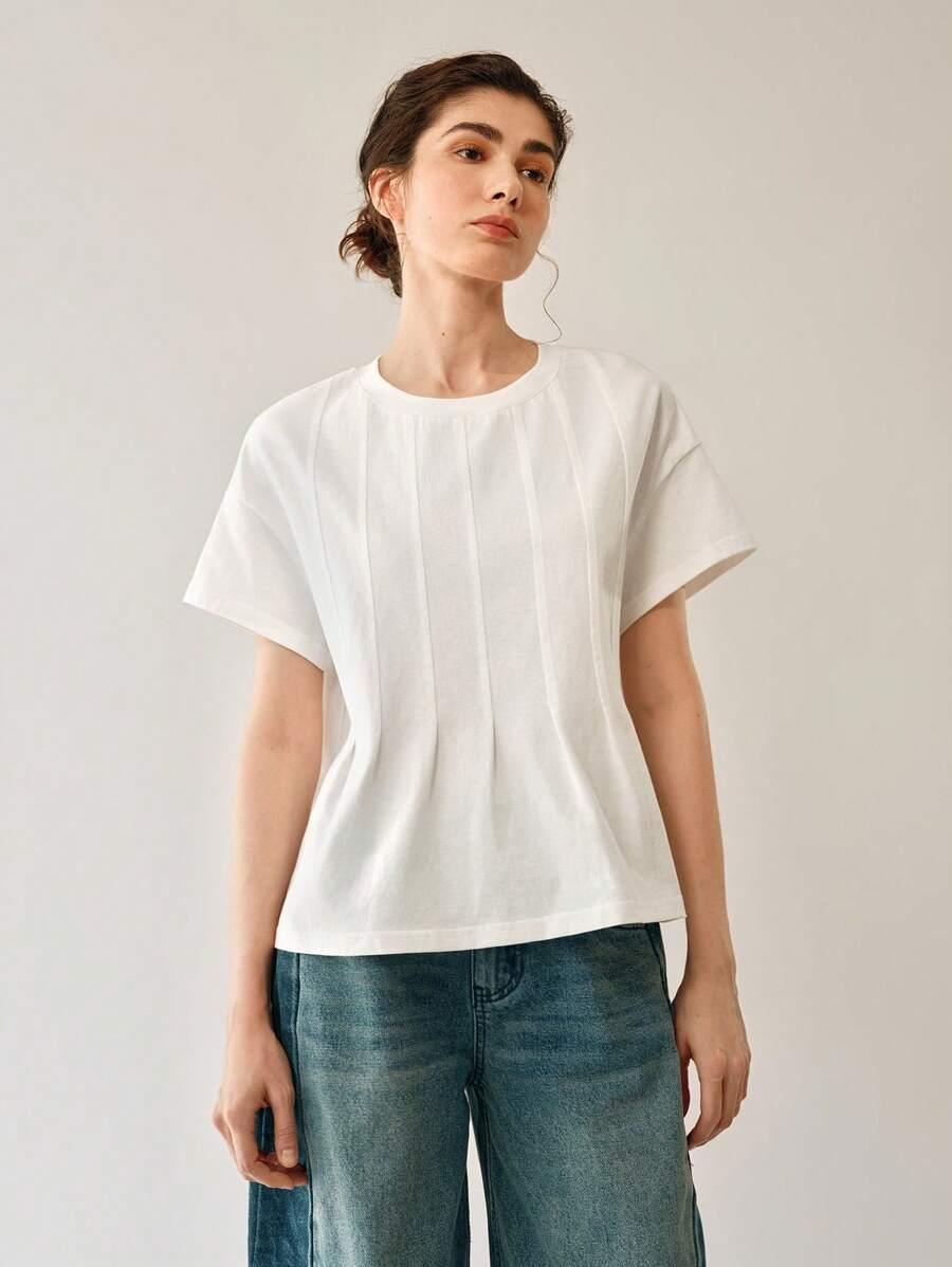 BIAŁY T-SHIRT OKRĄGŁY DEKOLT