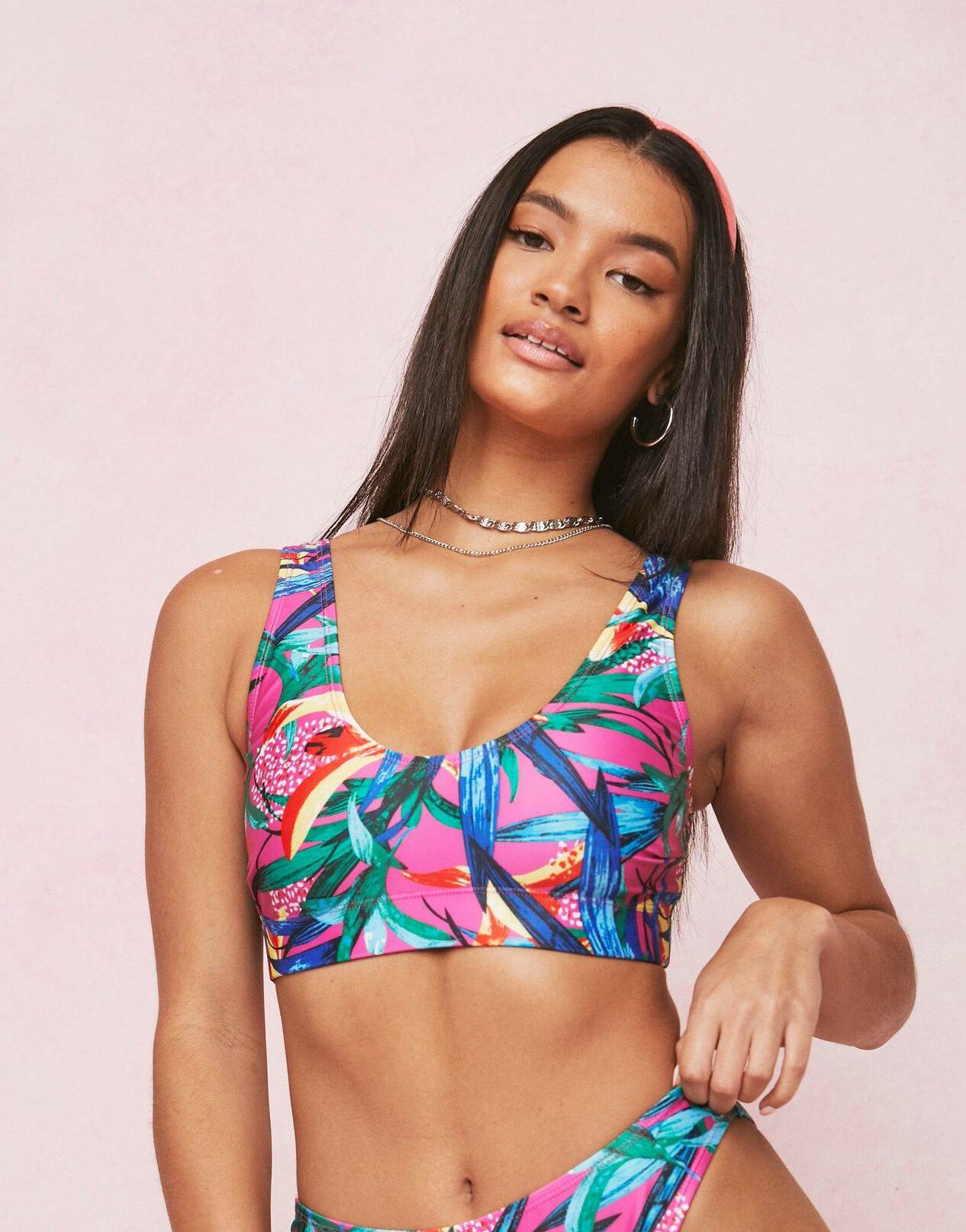 góra bikini tropical print