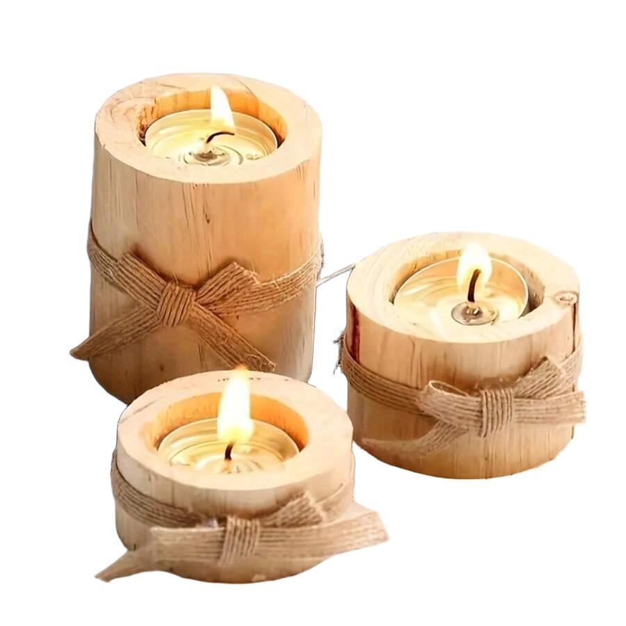 DREWNIANY ŚWIECZNIK 3-PACK