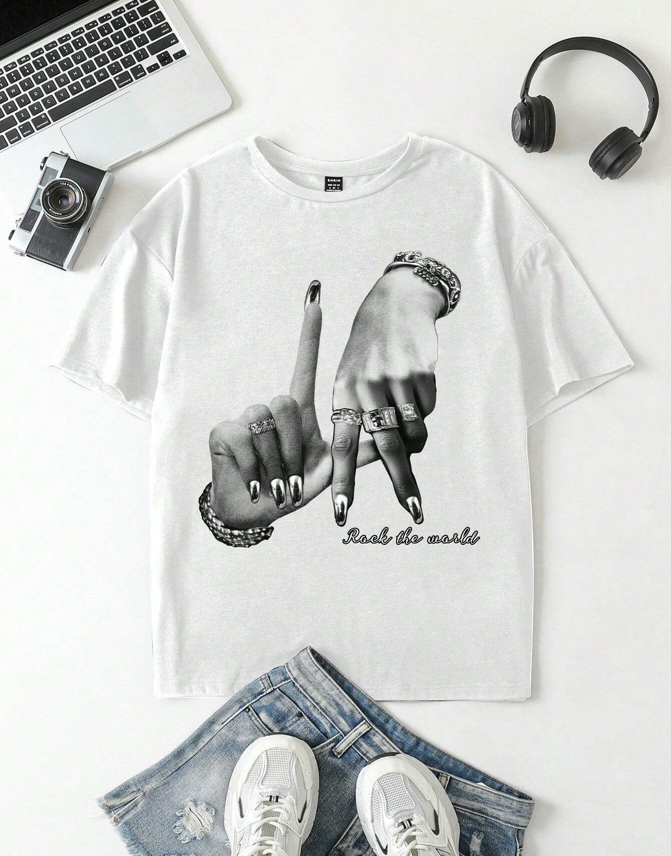 biały t-shirt nadruk
