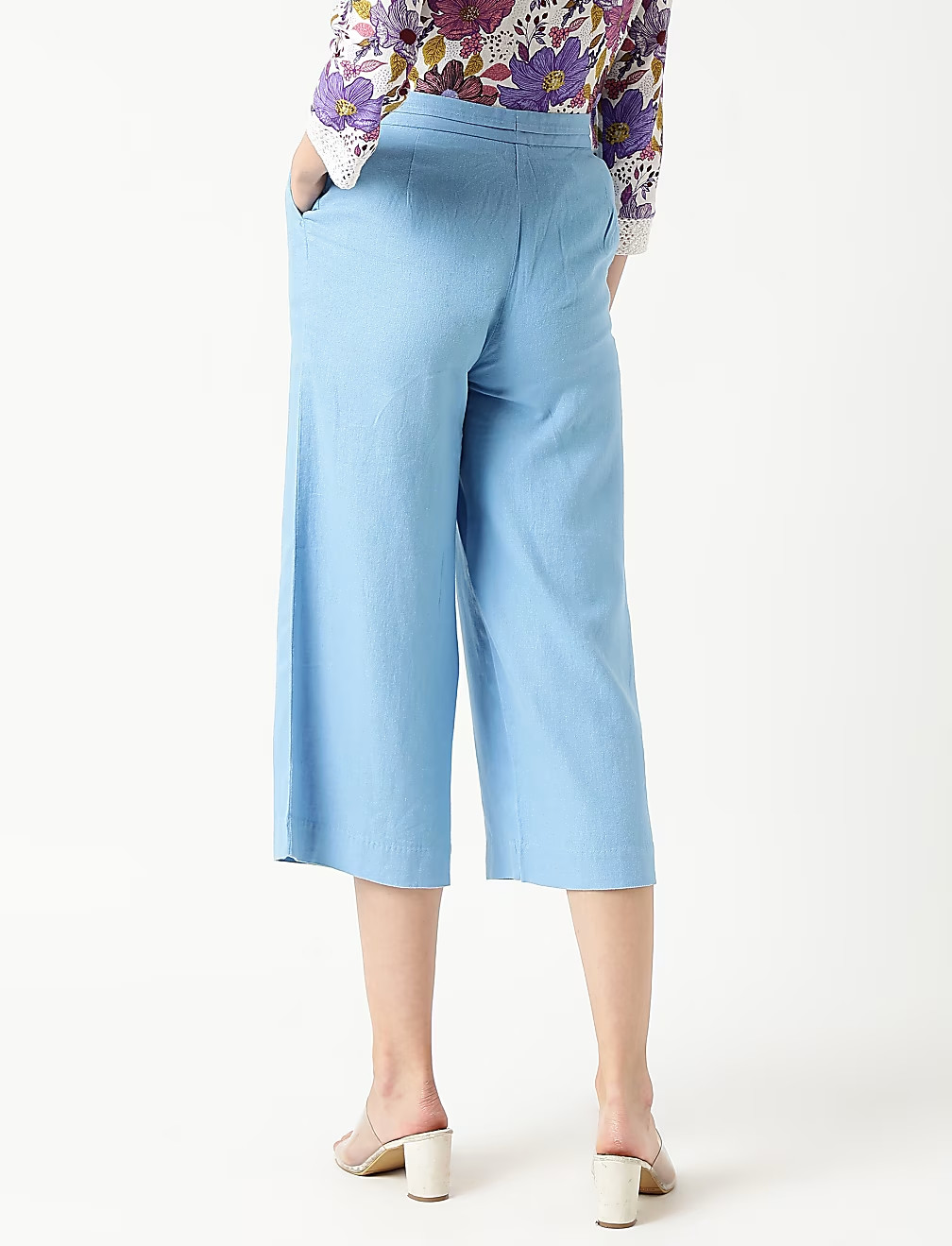 NIEBIESKIE SPODNIE KULOTY T59-4163K-SB