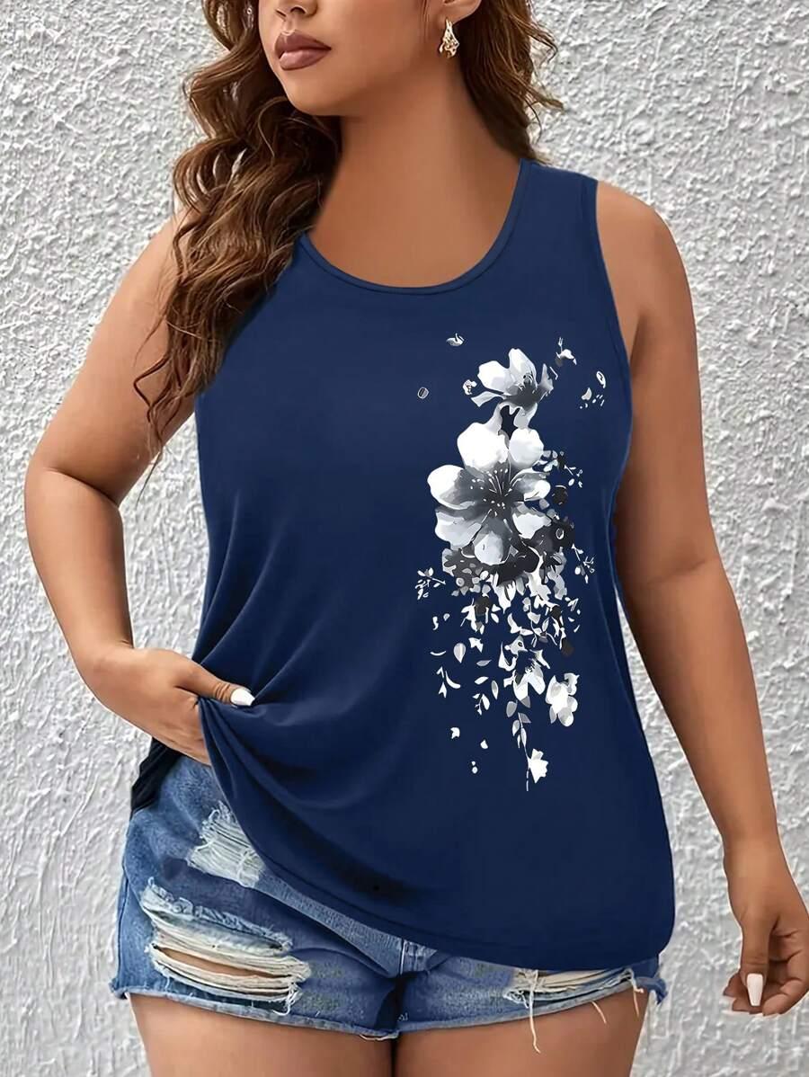 granatowy top print