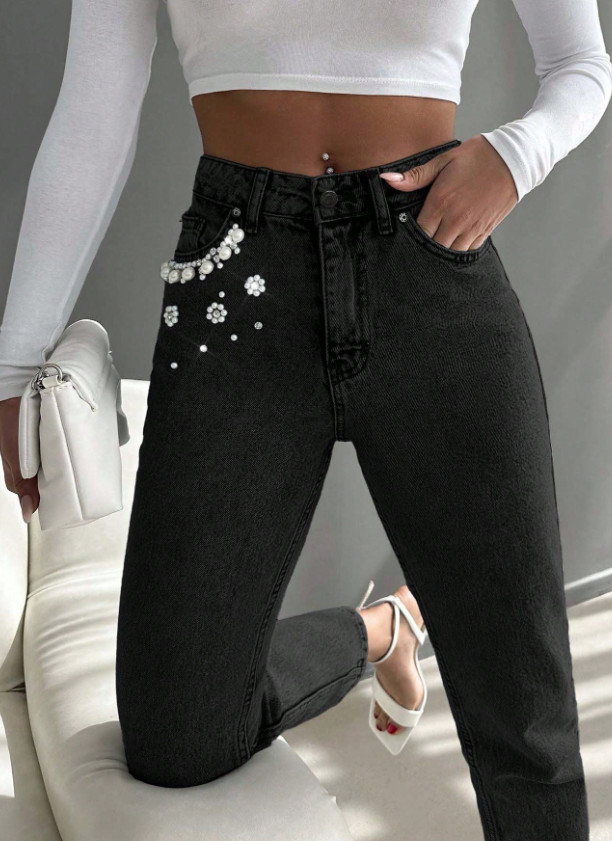 SPODNIE JEANS ZDOBIENIA