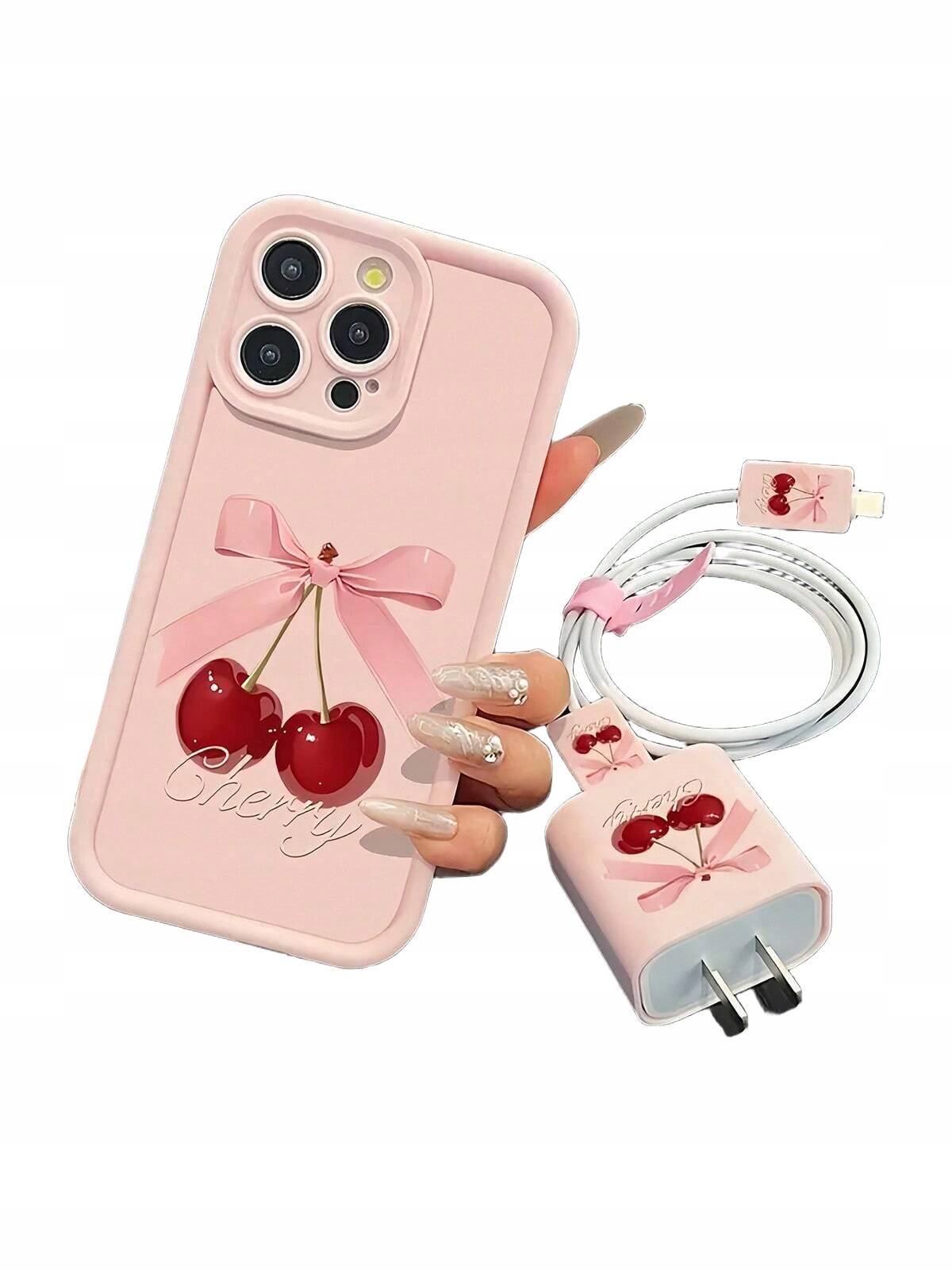 różowe ETUI NA TELEFON i ŁADOWARKĘ IPHONE 13 PRO