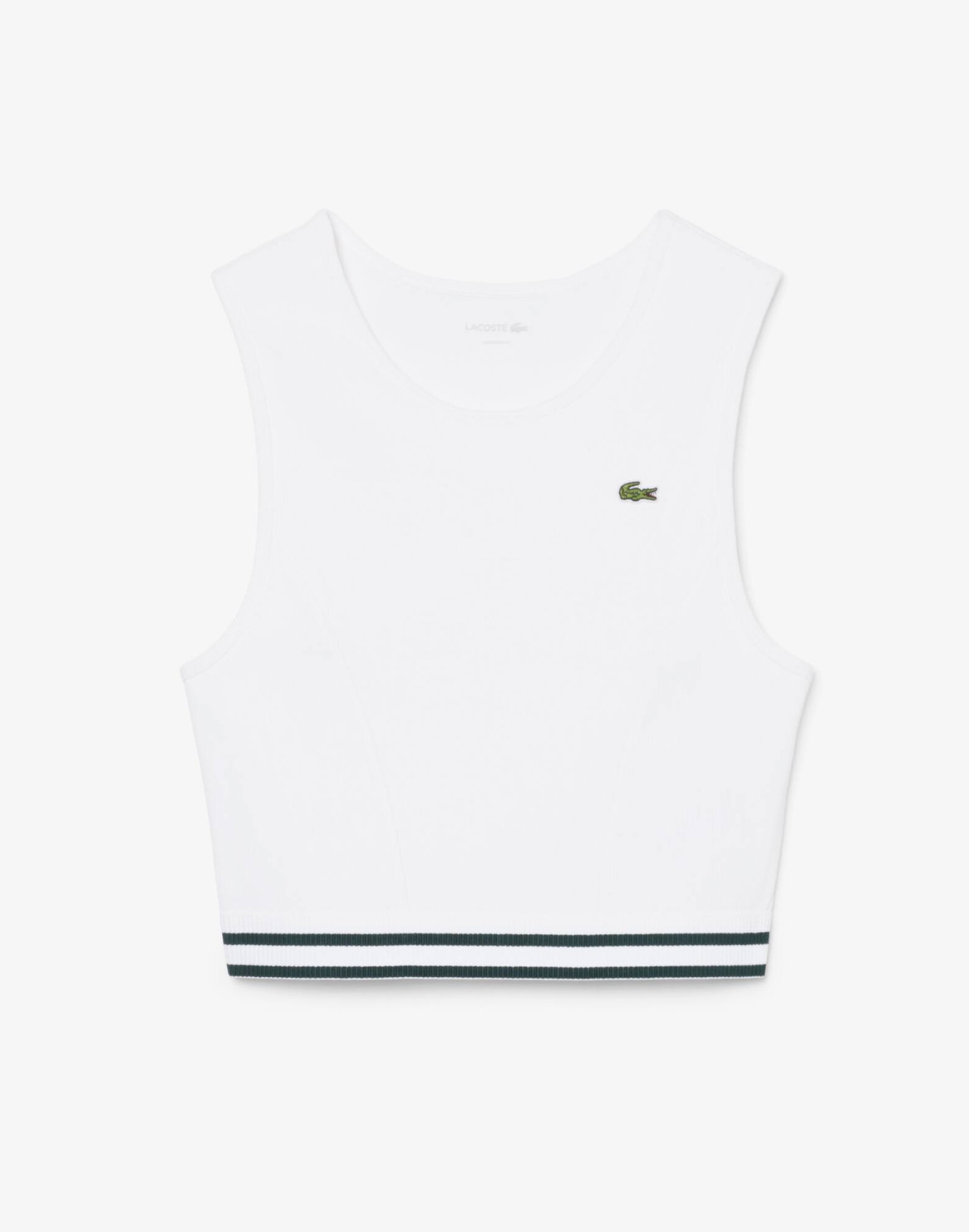 biały crop top bez rękawów logo haft